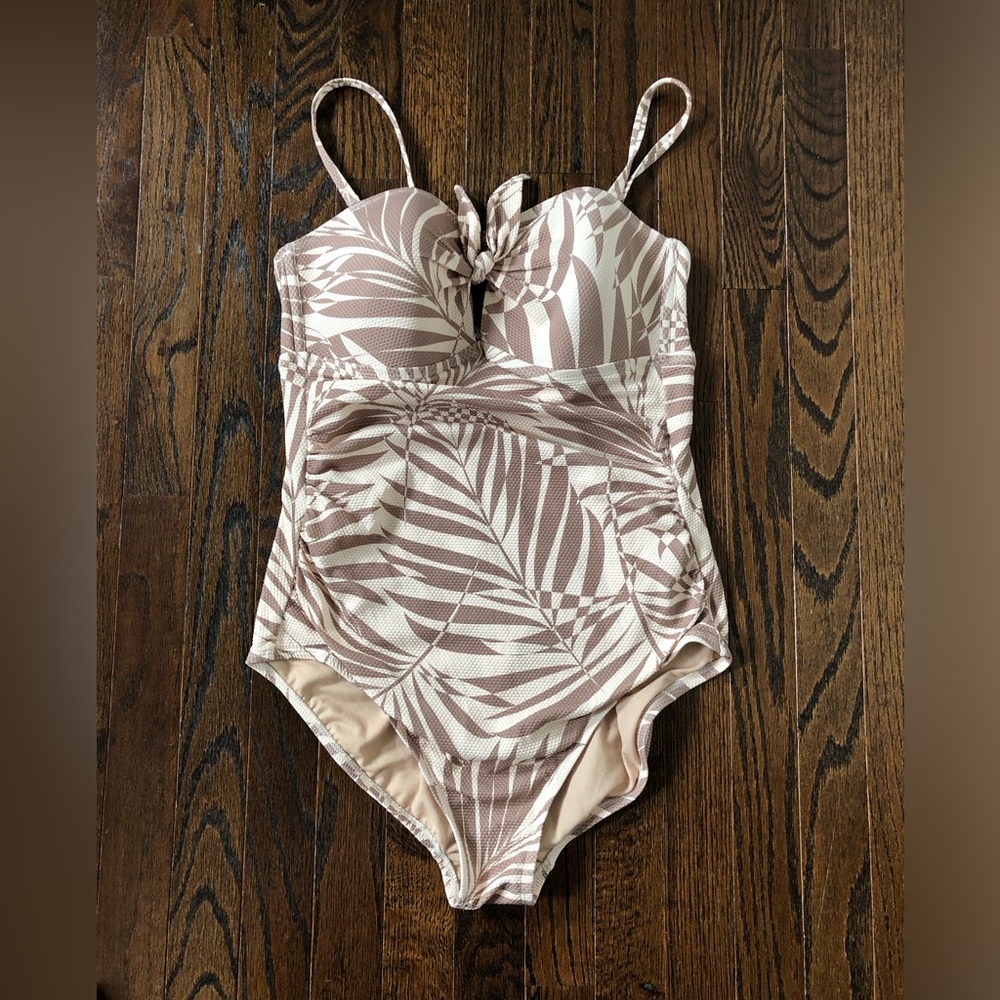 Kona Sol Women's L Palm Pique Bandeau Full Coverage One Piece Swimsuit - EUC! - Picture 2 of 15
